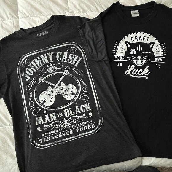 Men's Large Graphic Shirt Lot Grey & Black Johnny Cash - Picture 1 of 5